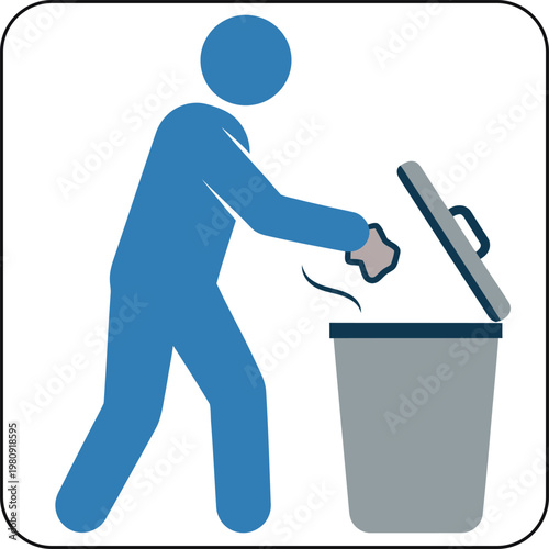 Man Putting Trash in a Bin Icon Vector Illustration