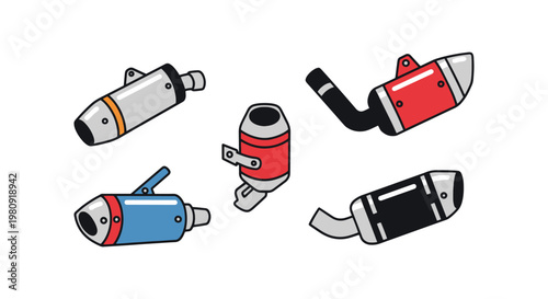 Motorbike exhaust Line art modern abstract simple shapes