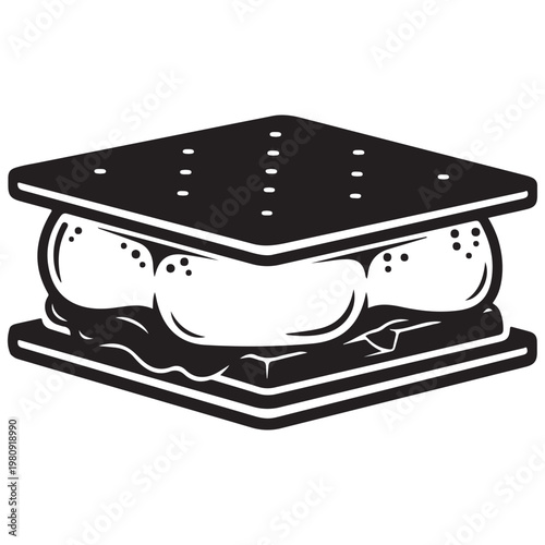 S'more dessert with melted chocolate and marshmallows vector illustration icon for camping and summer snack themes