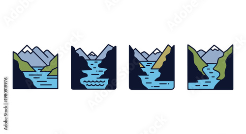 Mountain Gorge Line art vector creative modern abstract