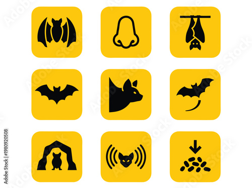 Bat Icons Set.