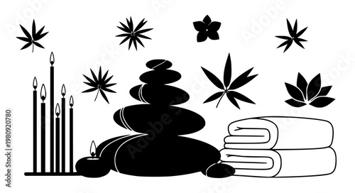 Spa Silhouette Vector – Bold Wellness Element Set