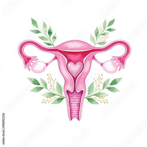 Healthy Female Reproductive System Illustration for Medical and Educational Use