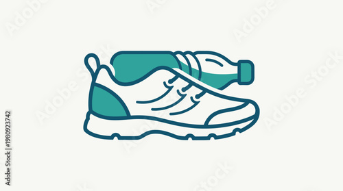 Running Shoe With Water Bottle Healthy Lifestyle Concept
