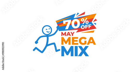 May Mega Mix Sale Banner with Stick Figure