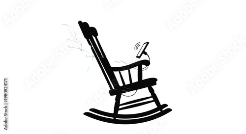 rocking chair silhouette with smoke and cigarette