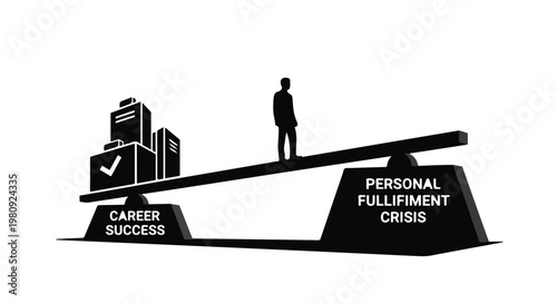 man balancing career success and personal fulfillment crisis