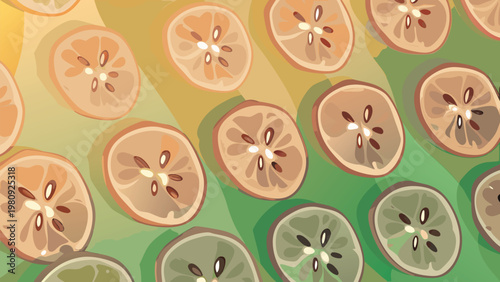 Seamless Dried Apple Ring Pattern Scene Vector il