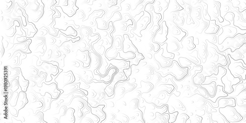Abstract topographic map illustration with wavy lines and contours on white