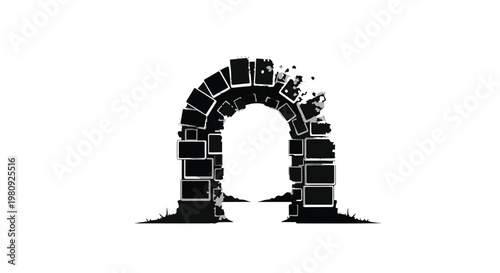 broken stone archway with crumbling bricks