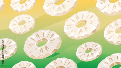 Seamless Dried Pineapple Ring Pattern Scene Vecto