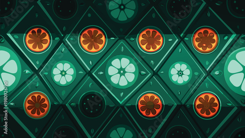 Seamless Geometric Fruit Pattern Scene Vector Ill