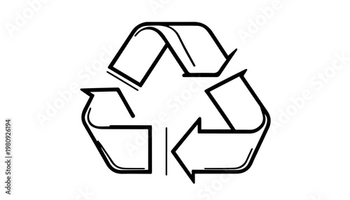 A simple monochrome image of the recycling symbol, representing environmental awareness. This symbol emphasizes the importance of recycling