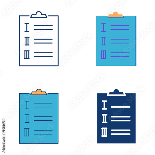 Clipboard with list icon set