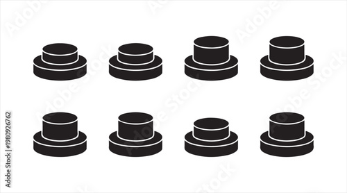 Modern database icon pack featuring stackable disk storage concepts