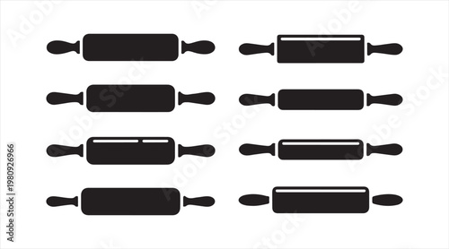 Minimal rolling pin icons set for baking and kitchen utensil design elements