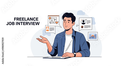 Freelance Job Interview: Man Discussing Career Opportunities Online