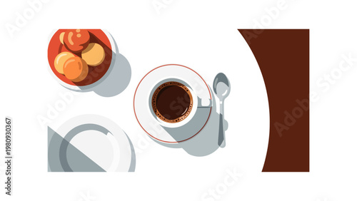 Coffee Cup with Donuts and Spoon.