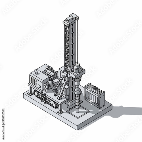 Industrial drilling rig for oil and gas exploration.
