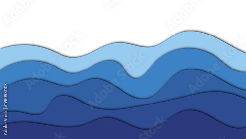 modern blue papercut layered wave abstract background, minimal 3d paper cut blue waves with soft shadows, elegant layered blue paper waves clean design background, creative blue papercut abstract wave