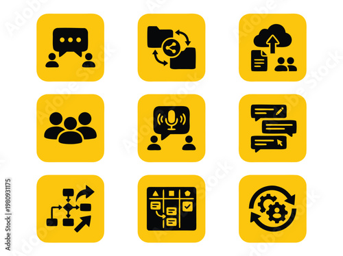 Business Collaboration and Communication Icons.