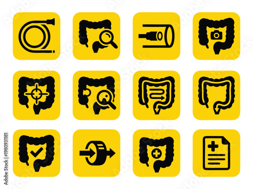 Colon Health Medical Icons Set 1.