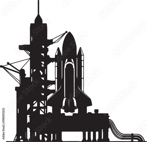 Collection of rocket launch silhouettes, showcasing various designs and stages of liftoff against a transparent background.