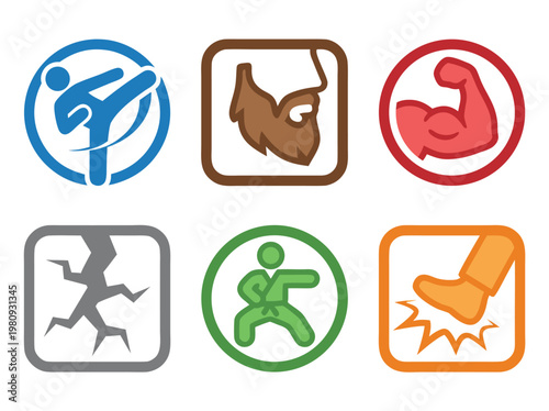 Collection of Martial Arts and Strength Icons.