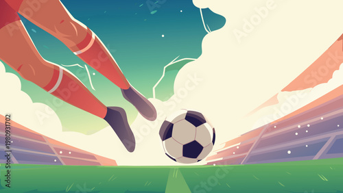 Soccer Bicycle Kick Action Scene Vector Illustrat