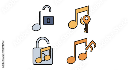 note unlock Line art vector minimal shapes