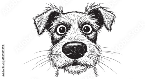 Tableau sur toile Hand drawn illustration of a cute dog face looking at the camera