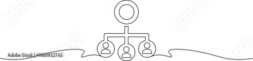 A simple line drawing of a organizational chart with three people at the bottom