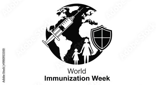 Global health illustration depicting vaccination protection and community wellbeing high quality