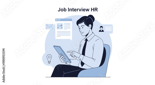 HR Manager Conducting Job Interview Online Using Tablet, Modern Recruitment Process