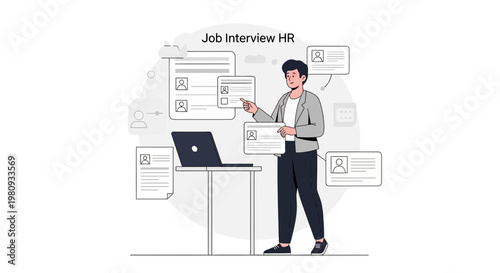 HR Manager Reviewing Resumes and Conducting Job Interview Online