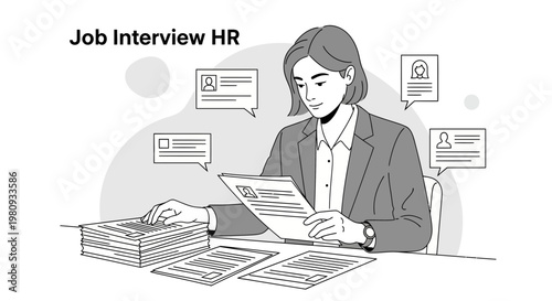 HR Manager Reviewing Resumes for Job Interview Process
