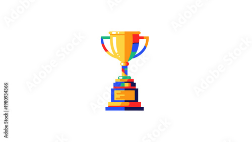Colorful Trophy Cup Award Symbol.