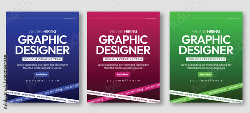 Graphic Designer Hiring Poster Template Vector Illustration, Job Vacancy Recruitment Flyer for Creative Agency, Social media post design