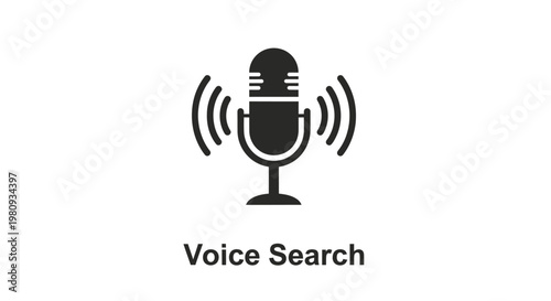 Voice Search Icon, Symbolizing Audio Input and Sound Wave Technology for Digital Assistants and Online Queries