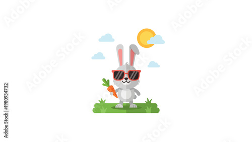 Cute Easter Bunny Holding Carrot.