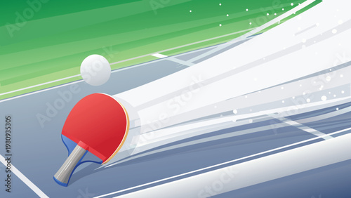 Table Tennis Fast Rally Scene Vector Illustration