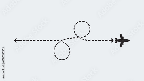 An airplane flying a loop-the-loop flight path in the sky with a dotted line showing its trajectory.