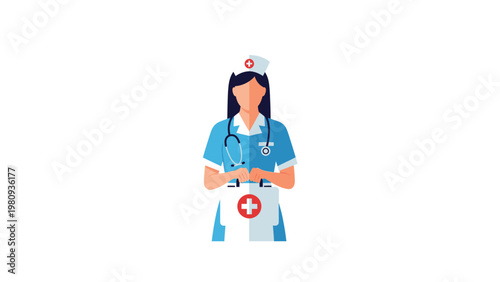 Female Nurse in Blue Uniform.
