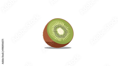 Fresh green kiwi fruit cut in half.