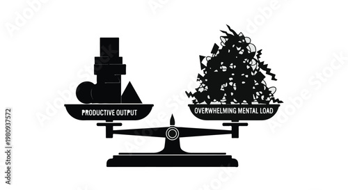 overwhelming stress vs productive output concept