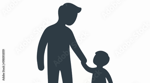 Father and Child Holding Hands Silhouette Vector Illustration - A symbol of family bond and protection