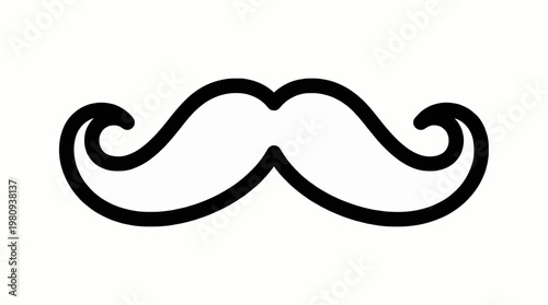 Classic black outline handlebar mustache icon. A simple, elegant vector symbol of vintage style, retro fashion, and masculine grooming. Ideal for logos and design