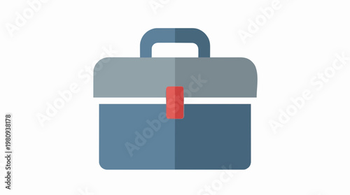 A simple, stylized illustration of a blue toolbox with a red latch, perfect for representing tools, repairs, and practical work