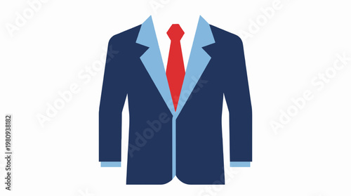 Modern minimalist business suit jacket with shirt and tie vector illustration, symbolizing professional attire, corporate elegance, and formal fashion for men