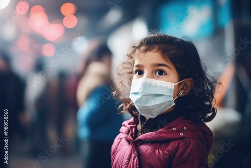 Little girl in medical mask